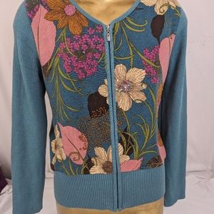 LE Rosee Embellished Floral Cardigan - Beautifully beaded Medium Seafoam…